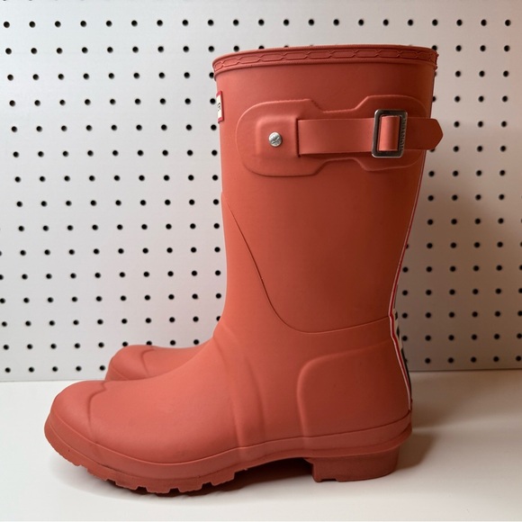 Hunter Original Short Tri Colour Logo Backstrap Boots US 9 EU 40/41 Red Flurry - Picture 5 of 17